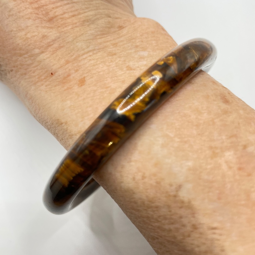 Bakelite Vintage Bangle Tortoise Root Beer Marbled Bangle 7 1/2"